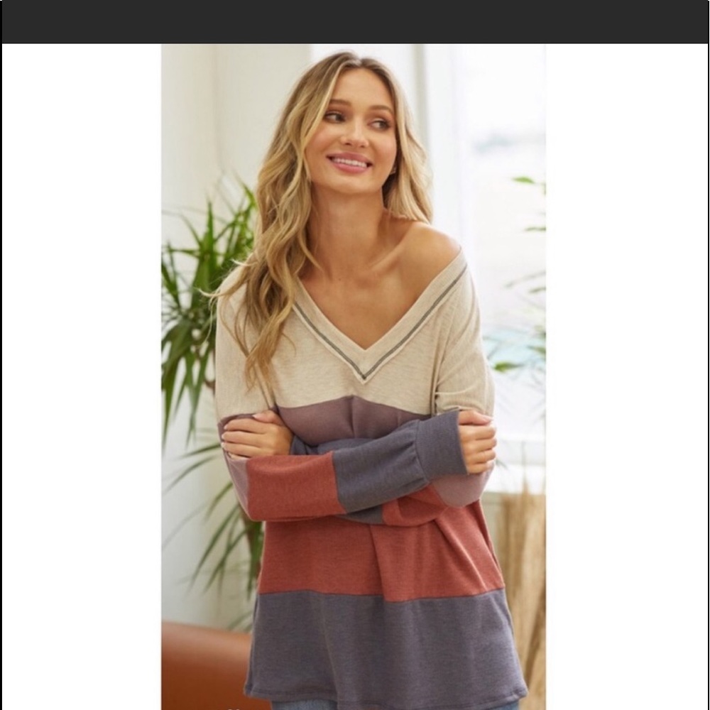 Brand new.  V neck lavender rust thermal super soft pullover